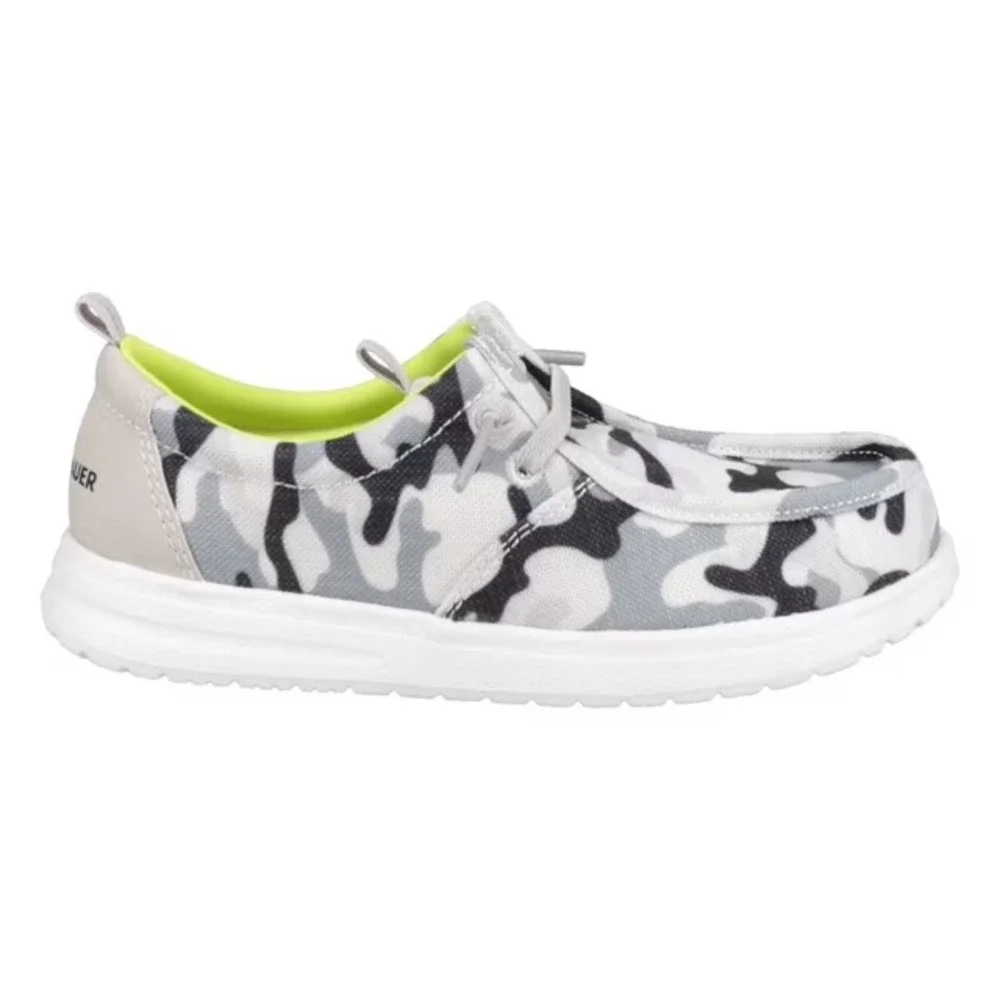 Eddie Bauer Boys Canvas Loafer Size 1 Camo Grey White Slip On Shoes